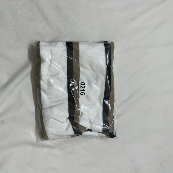 J.Crew Men's XL Striped Long Sleeve Pocket T Shirt White Black Tan Crewneck - Picture 13 of 13